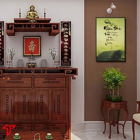 Tranh hình phật thư pháp chữ nhơn sinh
